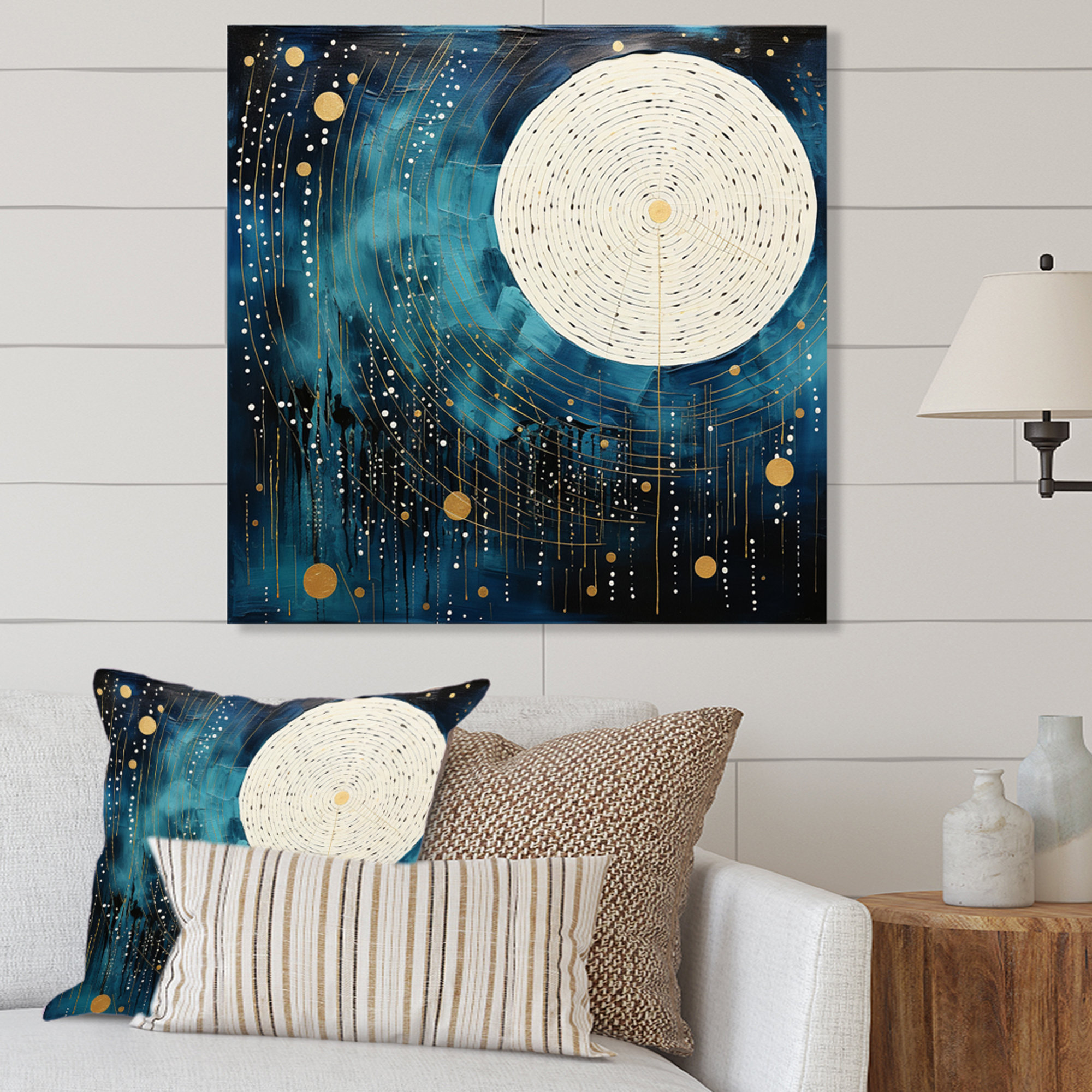 Wrought Studio™ Blue Minimalism Moon IV - Abstract Collages